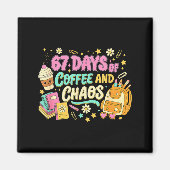 Funny 67 Days Of Coffee Retro Teacher Humor  マグネット (正面)