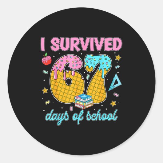 Funny 67 Days Of School Meme Teacher Student Tee  ラウンドシール (正面)