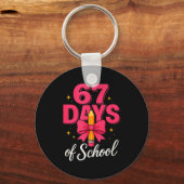Funny 67 Days Of School Pencil Bow Design  キーホルダー (正面)