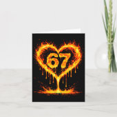 Funny 67 Flames Heart Love Six Seven Meme Celebrat カード (正面)