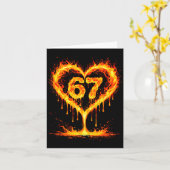 Funny 67 Flames Heart Love Six Seven Meme Celebrat カード (黄色い花)