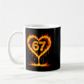 Funny 67 Flames Heart Love Six Seven Meme Celebrat コーヒーマグカップ (左)
