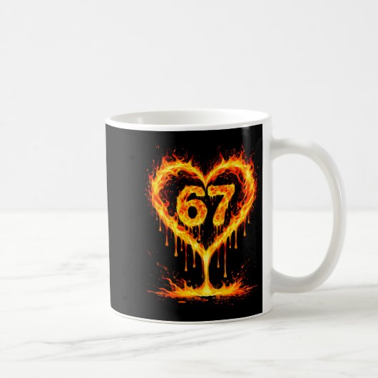 Funny 67 Flames Heart Love Six Seven Meme Celebrat コーヒーマグカップ (右)