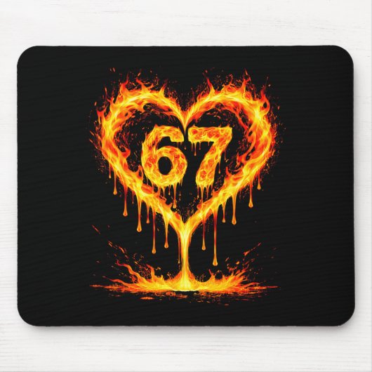 Funny 67 Flames Heart Love Six Seven Meme Celebrat マウスパッド (正面)