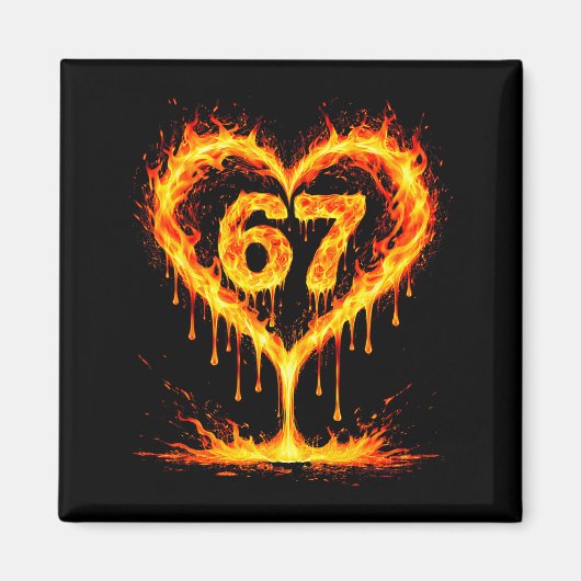 Funny 67 Flames Heart Love Six Seven Meme Celebrat マグネット (正面)