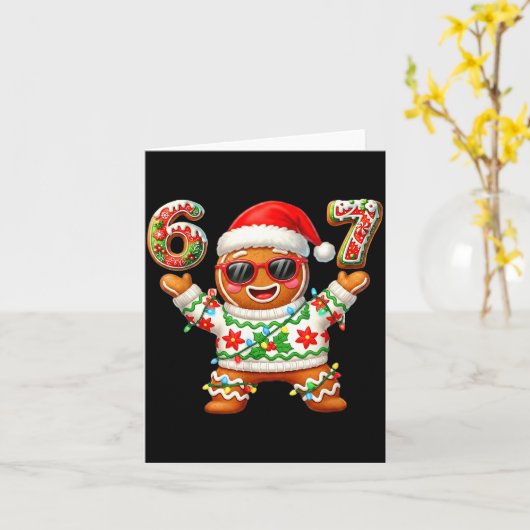 Funny 67 Gingerbread Six Seven Ice Cream Drip Chri カード (黄色い花)