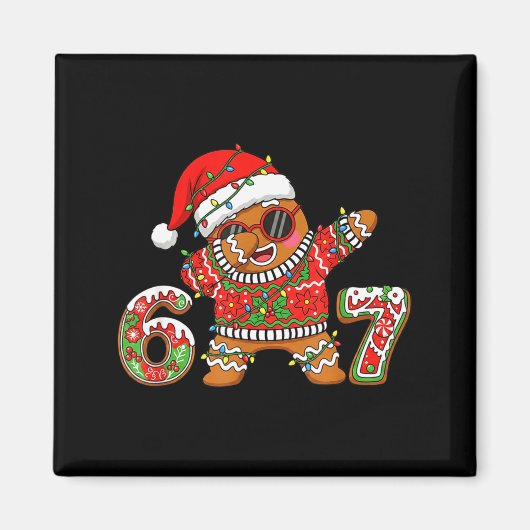 Funny 67 Gingerbread Six Seven Ice Cream Drip Chri マグネット (正面)