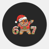 Funny 67 Gingerbread Six Seven Ice Cream Drip Chri ラウンドシール (正面)