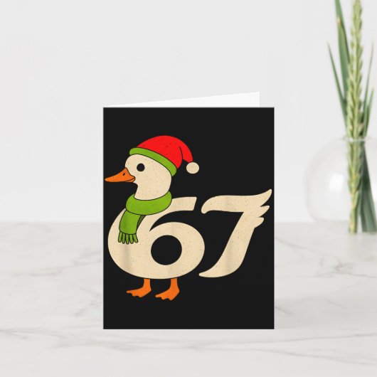Funny 67 Goose Christmas 6 7 Meme Duck Santa Hat F カード (正面)