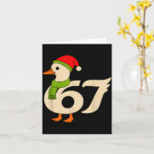Funny 67 Goose Christmas 6 7 Meme Duck Santa Hat F カード (黄色い花)