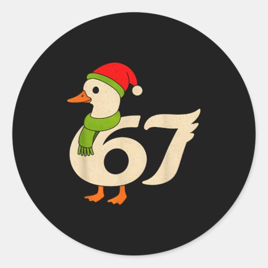 Funny 67 Goose Christmas 6 7 Meme Duck Santa Hat F ラウンドシール (正面)