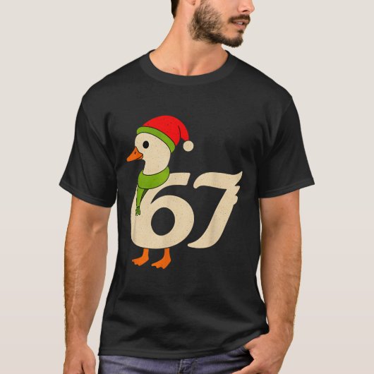Funny 67 Goose Christmas 6 7 Meme Duck Santa Hat F Tシャツ (正面)