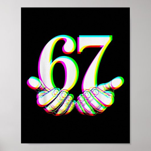 Funny 67 Hand Six Seven Meme Gen Alpha Slang Desig ポスター (正面)