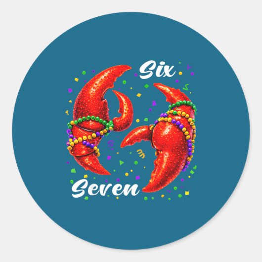 Funny 67 Mardi Gras Crawfish Meme 6 7 Beads Six Se ラウンドシール (正面)