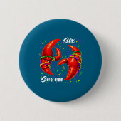 Funny 67 Mardi Gras Crawfish Meme 6 7 Beads Six Se 缶バッジ (正面)
