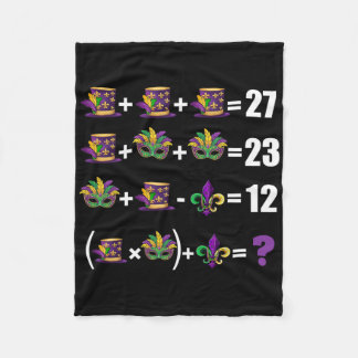 Funny 67 Mardi Gras Masks Jester Beads Math Equati フリースブランケット
