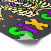 Funny 67 Mardi Gras Skeleton 6 7 Meme Mask Beads S ポスター (角)