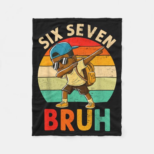 Funny 67 Meme 6 7 Slang Gen Z Six Seven Bruh Dabbi フリースブランケット (正面)