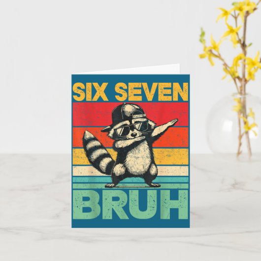 Funny 67 Meme Boys Kids 6 7 Dabbing Six Seven Bruh カード (黄色い花)