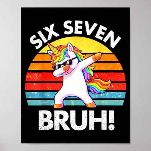 Funny 67 Meme Dabbing Unicorn Six Seven 6 7 Kids ポスター (正面)