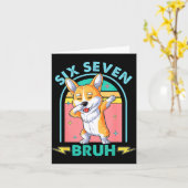 Funny 67 Meme Dog Six Seven Bruh Kids Boys Tee  カード (黄色い花)