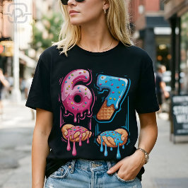 Funny 67 Meme Donut Ice Cream Gen Alpha Slang Tシャツ