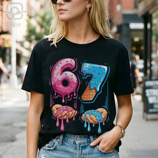 Funny 67 Meme Donut Ice Cream Gen Alpha Slang Tシャツ