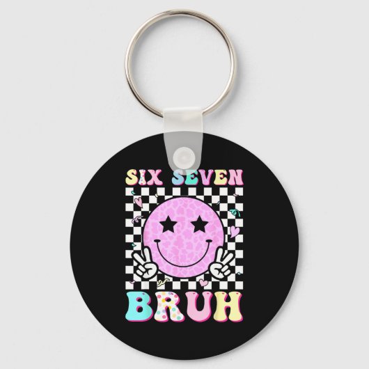 Funny 67 Meme Happy Face 6-7 Boys Kids Teens Six S キーホルダー (正面)