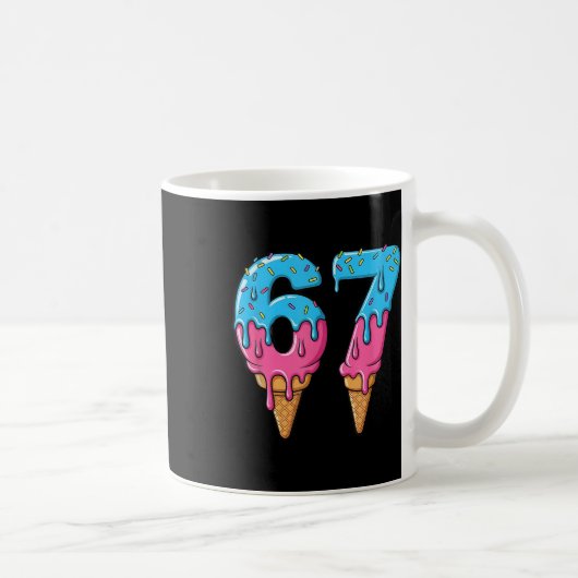 Funny 67 Meme Ice Cream Drip Six Seven Gen Z コーヒーマグカップ (右)
