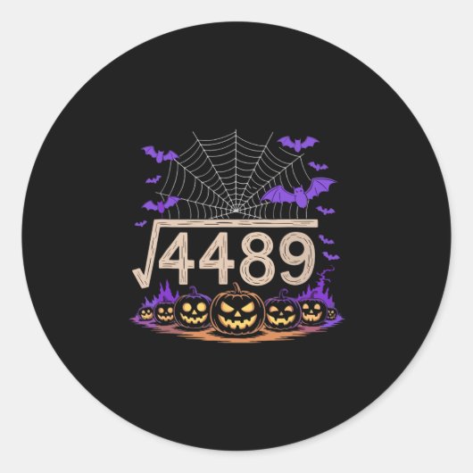 Funny 67 Meme Math Teacher 6 7 Halloween Square Ro ラウンドシール (正面)