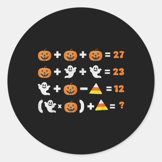 Funny 67 Meme Pumpkin Ghost Math Teacher Halloween ラウンドシール (正面)