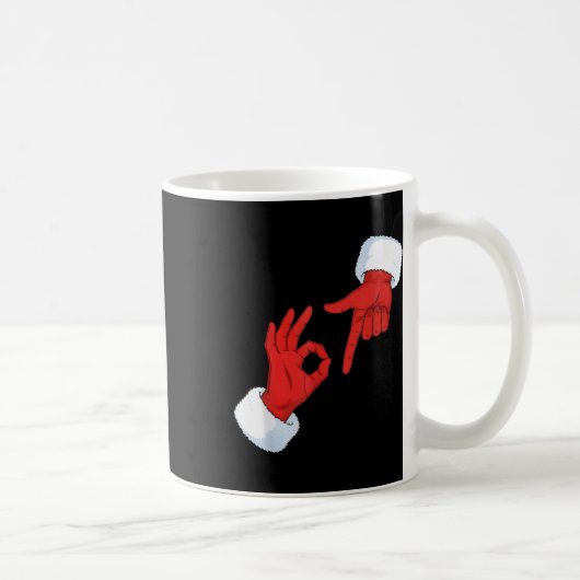 Funny 67 Meme Santa Hands Gesture Six Seven Slang  コーヒーマグカップ (右)