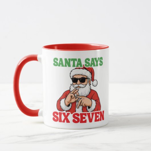  Funny 67 Meme Santa says SIX SEVEN  Christmas Mug マグカップ (左)