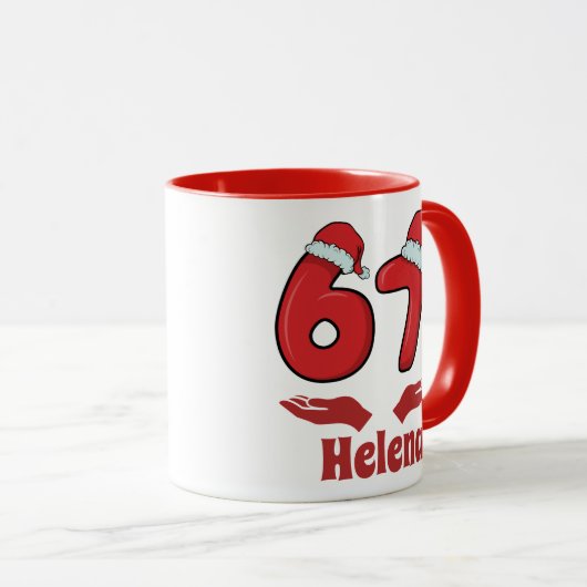 Funny 67 Meme Santa says SIX SEVEN Christmas Mug マグカップ (正面右)