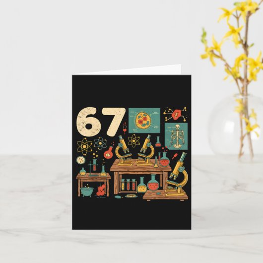 Funny 67 Meme Science Teacher Students Six Seven M カード (黄色い花)