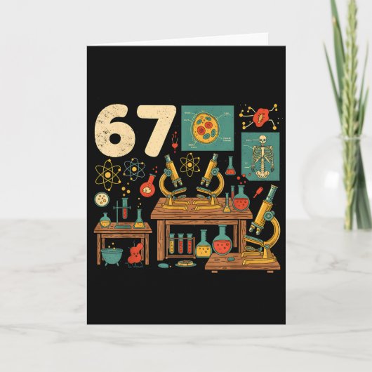 Funny 67 Meme Science Teacher Students Six Seven M カード (正面)
