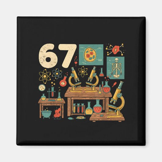 Funny 67 Meme Science Teacher Students Six Seven M マグネット (正面)