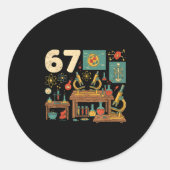 Funny 67 Meme Science Teacher Students Six Seven M ラウンドシール (正面)