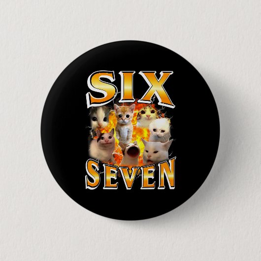 Funny 67 Meme Six Seven Cat Meme Funny Bootleg Gra 缶バッジ (正面)
