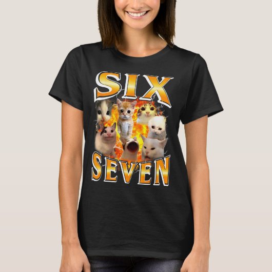 Funny 67 Meme Six Seven Cat Meme Funny Bootleg Gra Tシャツ (正面)