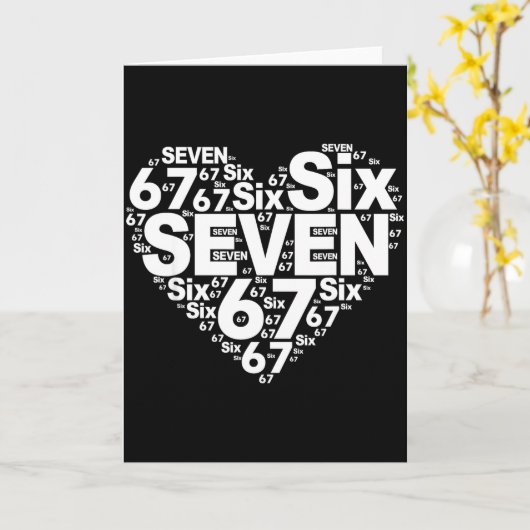 Funny 67 Meme Six Seven Heart Matching Couples Val カード (黄色い花)