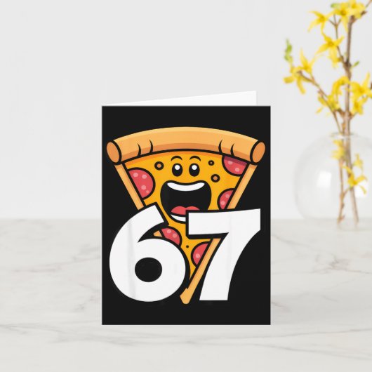 Funny 67 Meme Six Seven Humor Food Zza  カード (黄色い花)