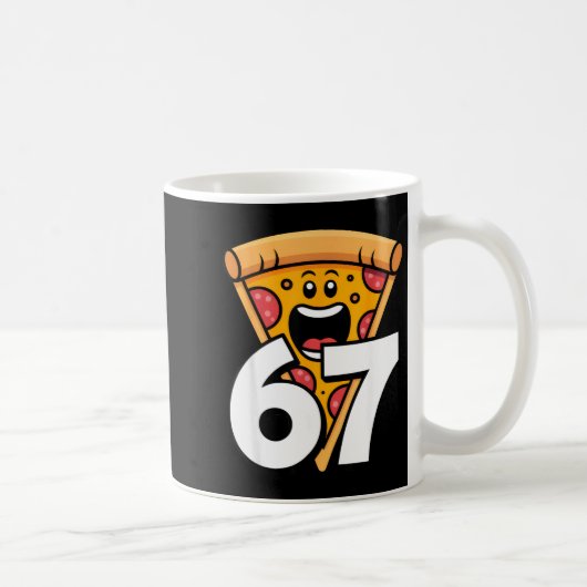 Funny 67 Meme Six Seven Humor Food Zza  コーヒーマグカップ (右)