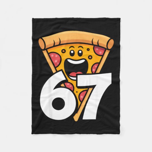 Funny 67 Meme Six Seven Humor Food Zza フリースブランケット (正面)
