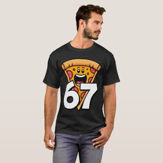Funny 67 Meme Six Seven Humor Food Zza Tシャツ (正面フル)