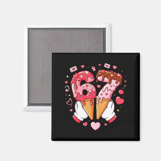 Funny 67 Meme Six Seven Ice Cream Matching Couples マグネット (正面/裏面)