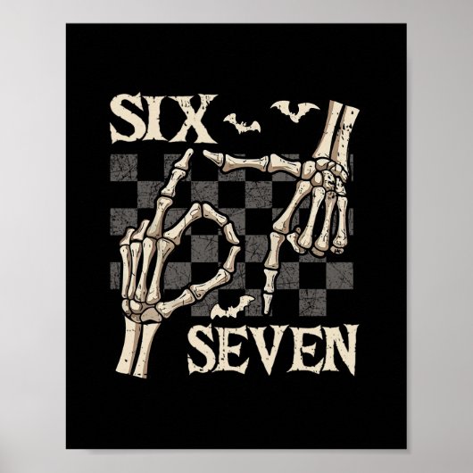 Funny 67 Meme Skeleton Hand 6 7 Halloween Shirts S ポスター (正面)