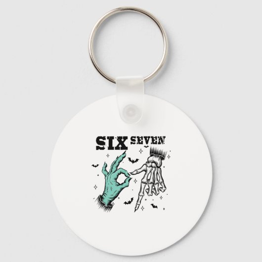 Funny 67 Meme Spooky Skeleton Six Seven Gen Alpha  キーホルダー (正面)