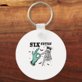 Funny 67 Meme Spooky Skeleton Six Seven Gen Alpha  キーホルダー (正面)