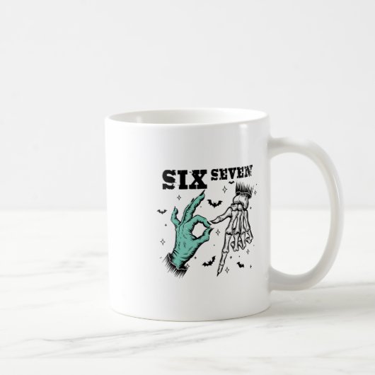 Funny 67 Meme Spooky Skeleton Six Seven Gen Alpha  コーヒーマグカップ (右)